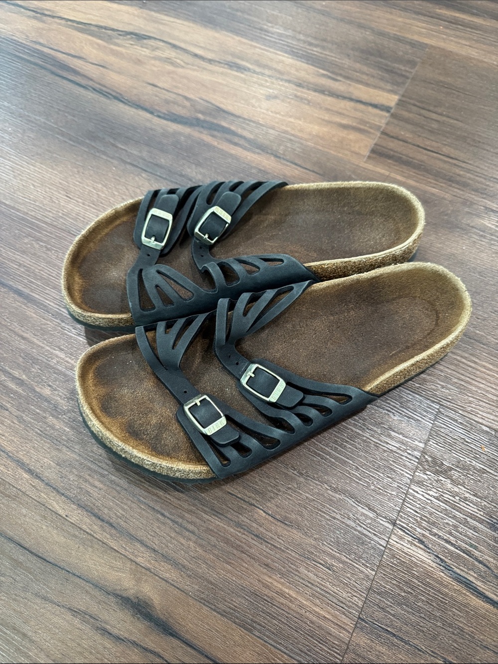 Birkenstock Granada Black Double Straps Slide Sandals